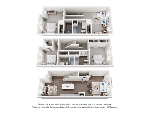 Floor plan for 3 beds, 3.5 baths, 1889 sqft